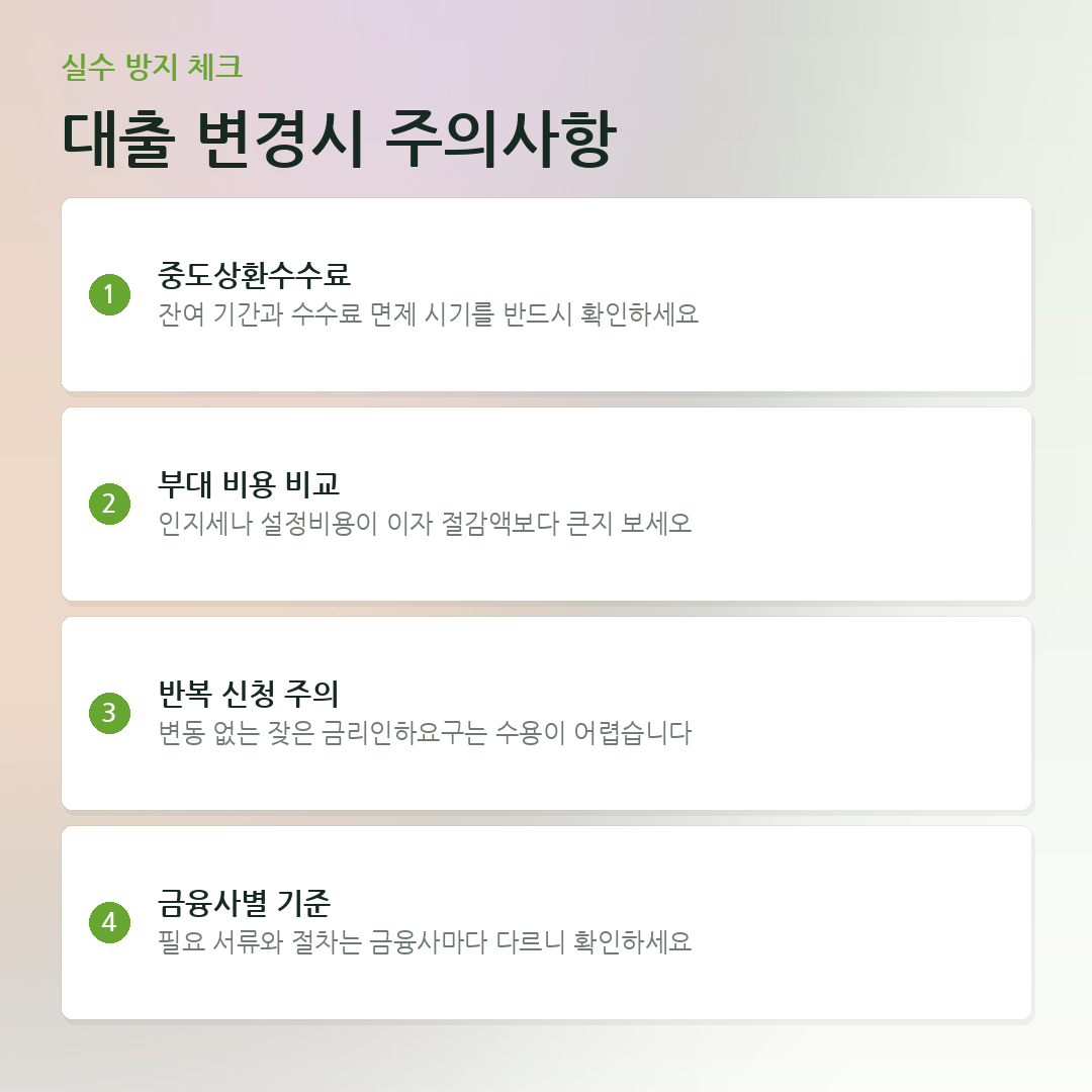 대출 변경시 주의사항 요약 카드