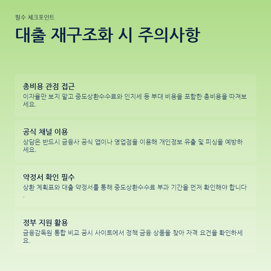 대출 재구조화 시 주의사항 요약 카드