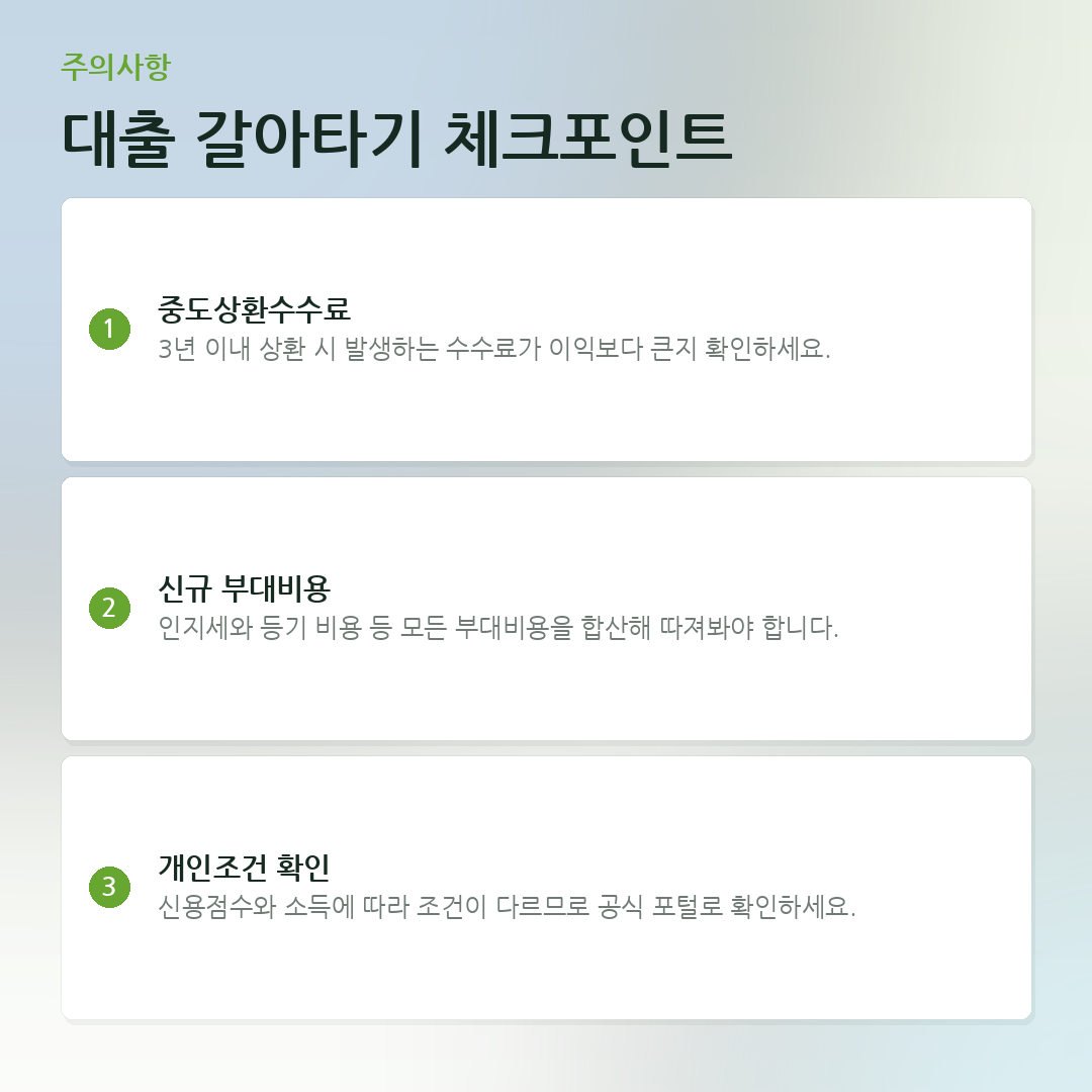 대출 갈아타기 체크포인트 요약 카드