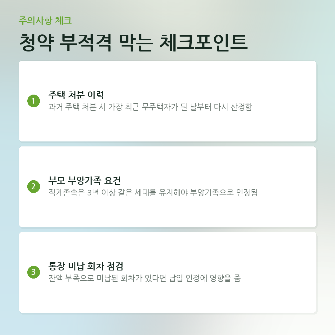청약 부적격 막는 체크포인트 요약 카드