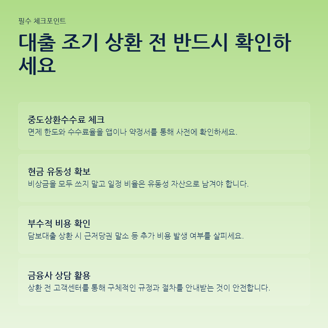 대출 조기 상환 전 반드시 확인하세요 요약 카드