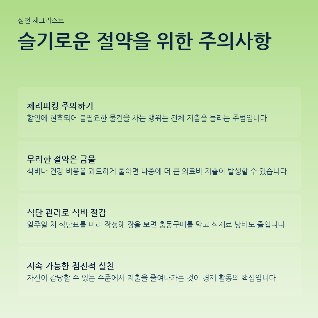 슬기로운 절약을 위한 주의사항 요약 카드