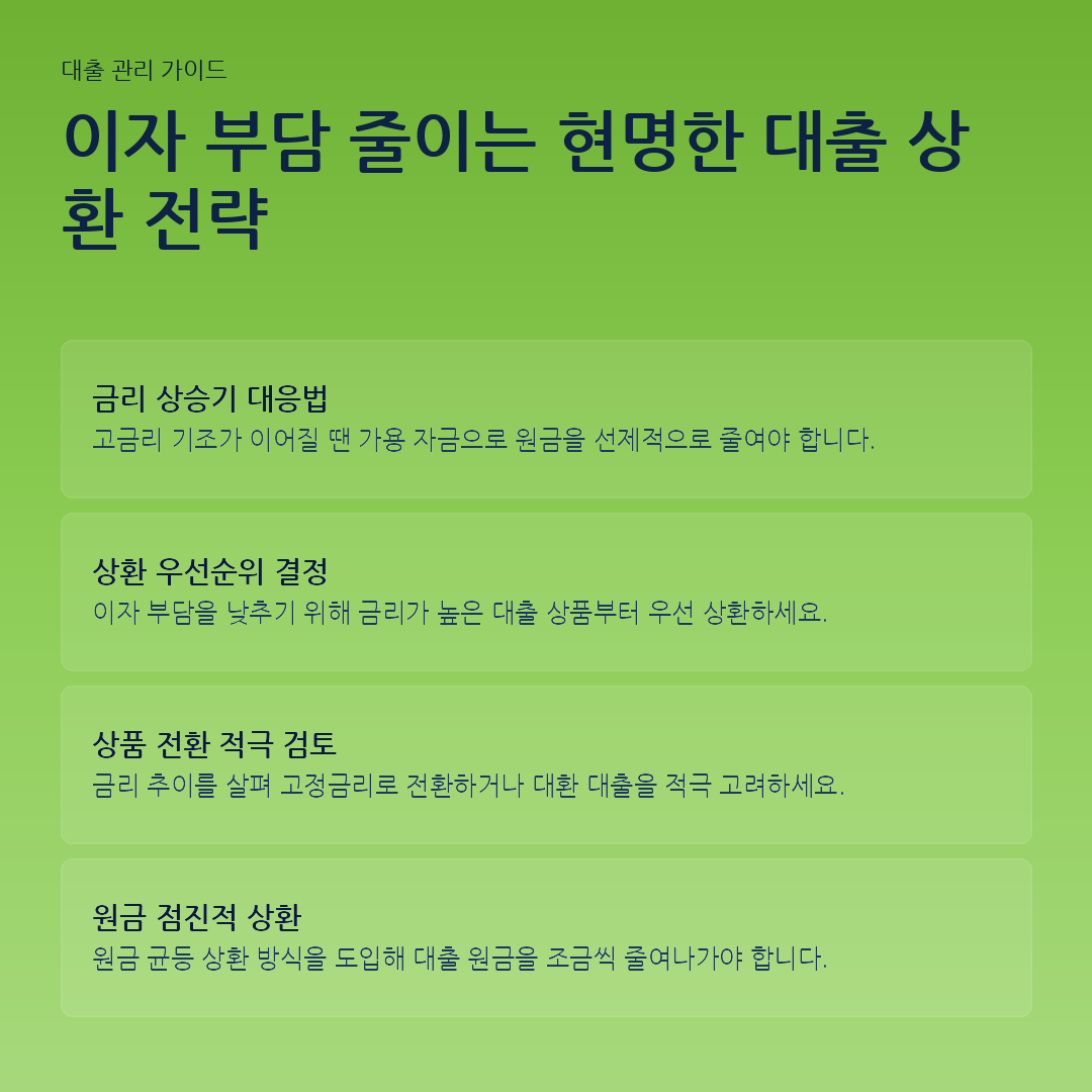 이자 부담 줄이는 현명한 대출 상환 전략 요약 카드