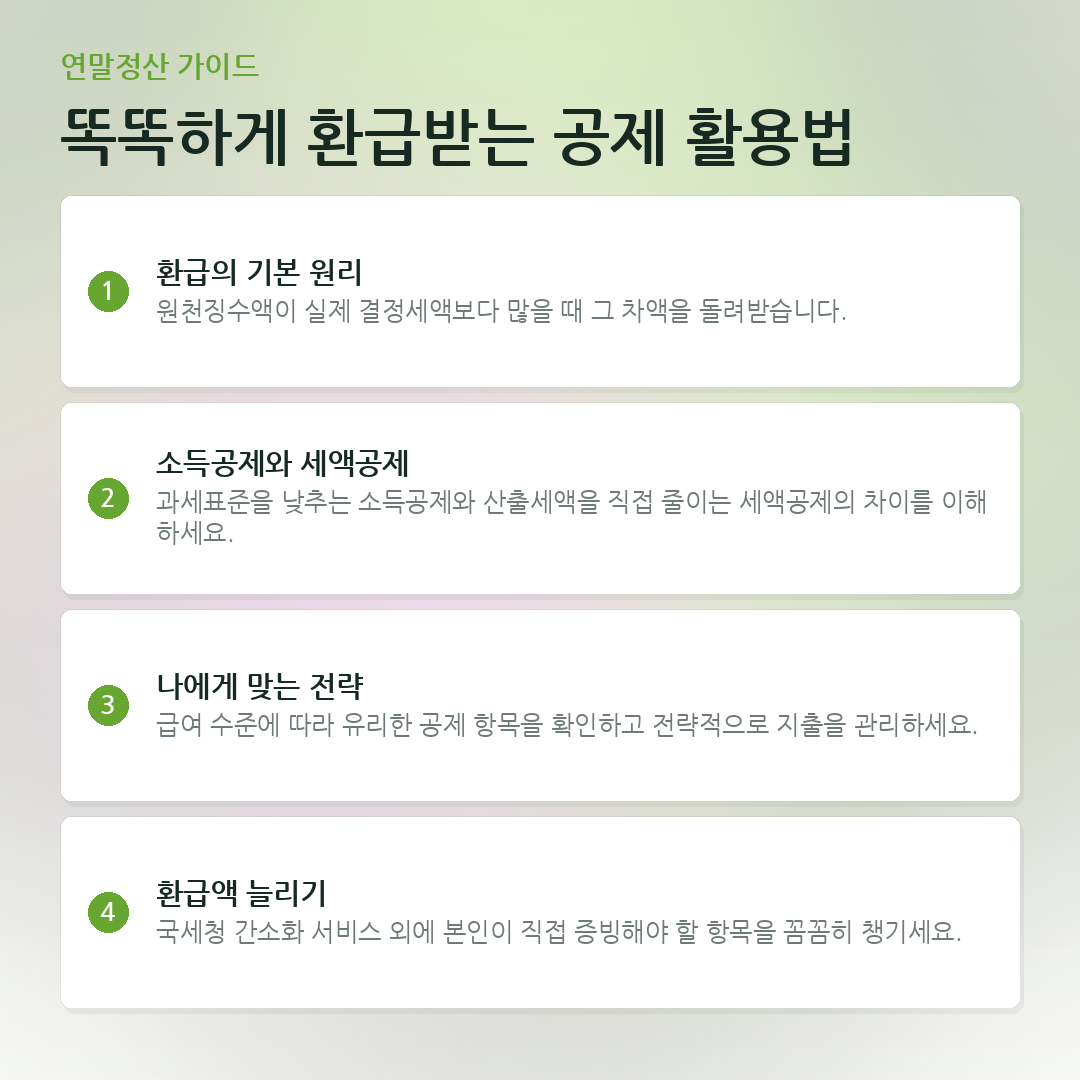 똑똑하게 환급받는 공제 활용법 요약 카드