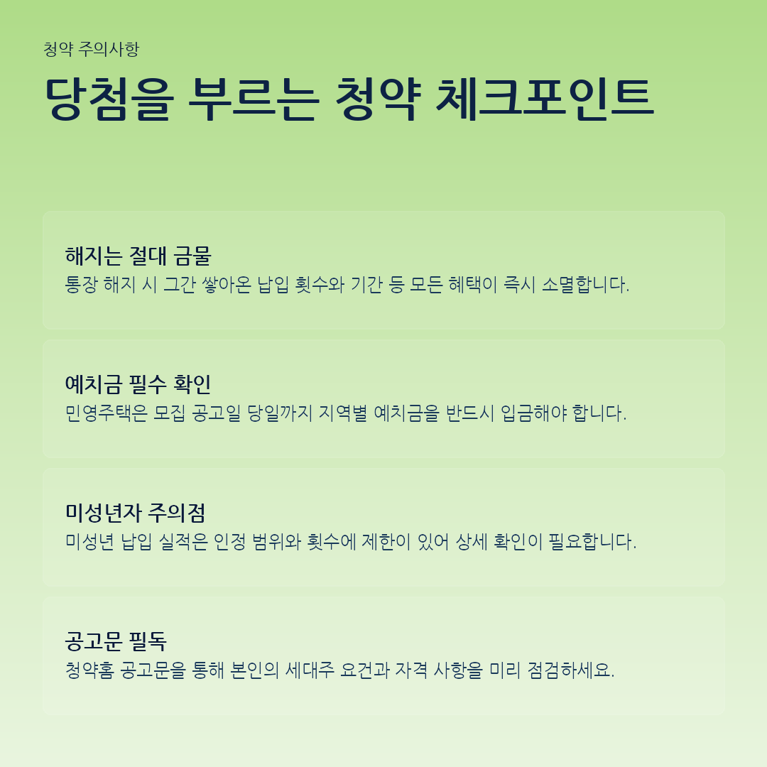 당첨을 부르는 청약 체크포인트 요약 카드