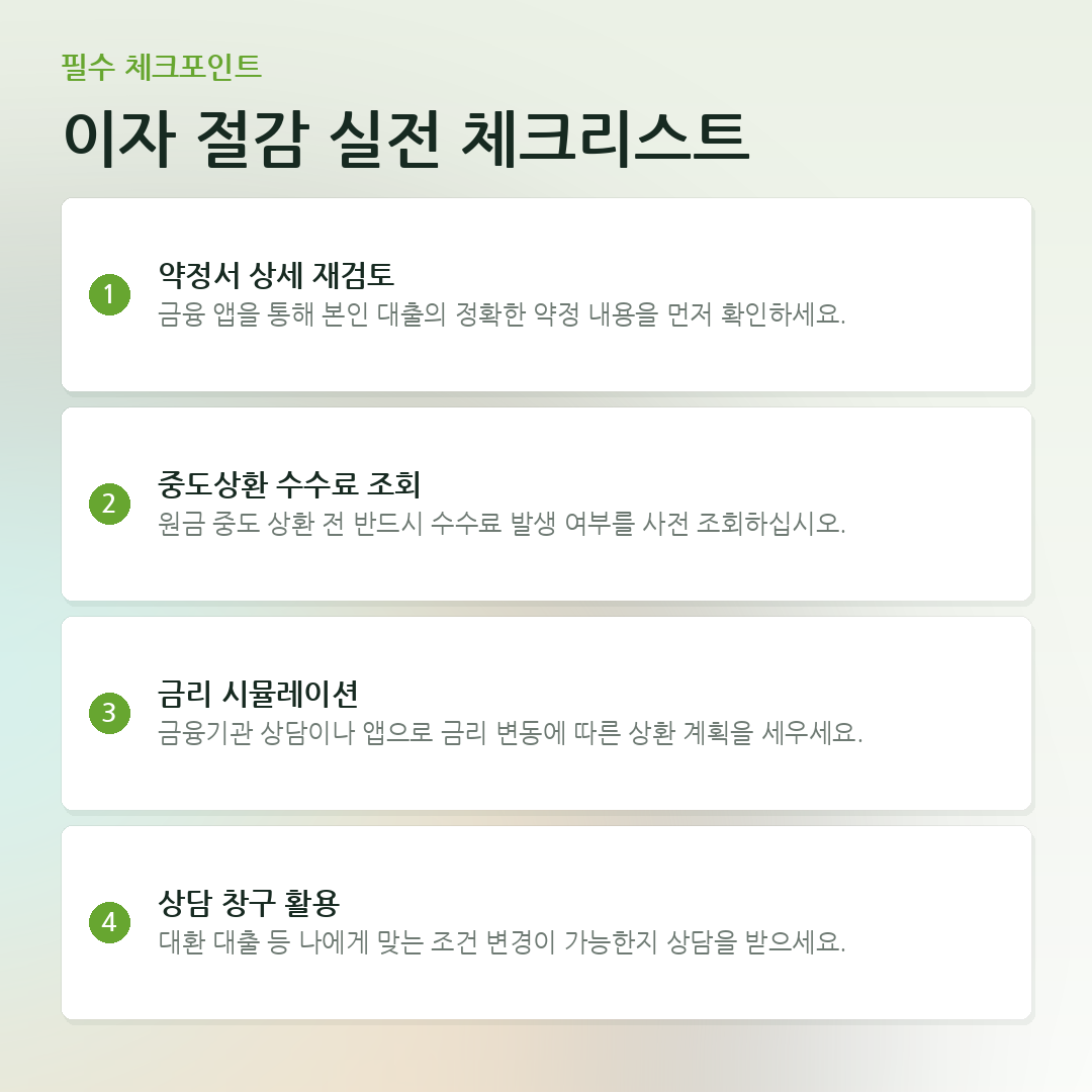이자 절감 실전 체크리스트 요약 카드