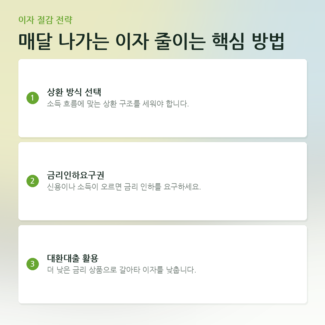 매달 나가는 이자 줄이는 핵심 방법 요약 카드