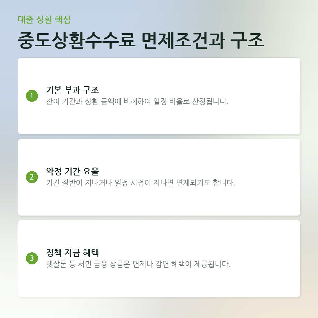 중도상환수수료 면제조건과 구조 요약 카드