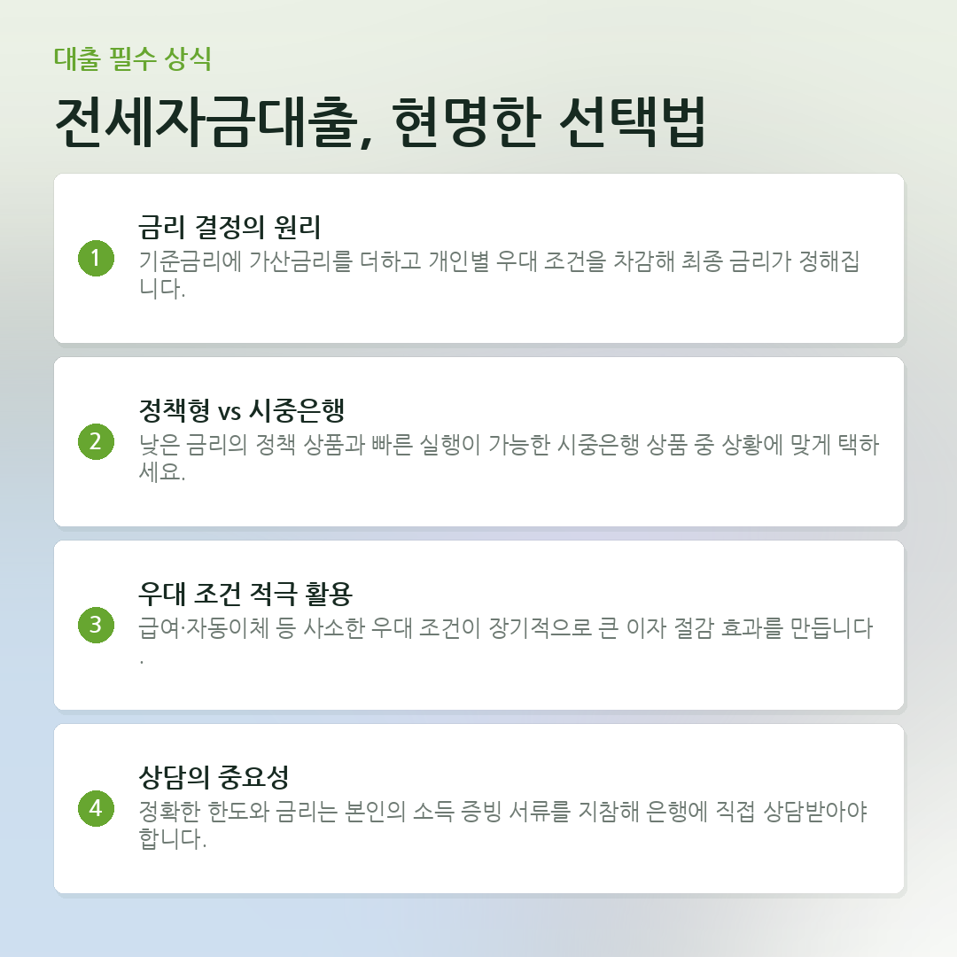 전세자금대출, 현명한 선택법 요약 카드