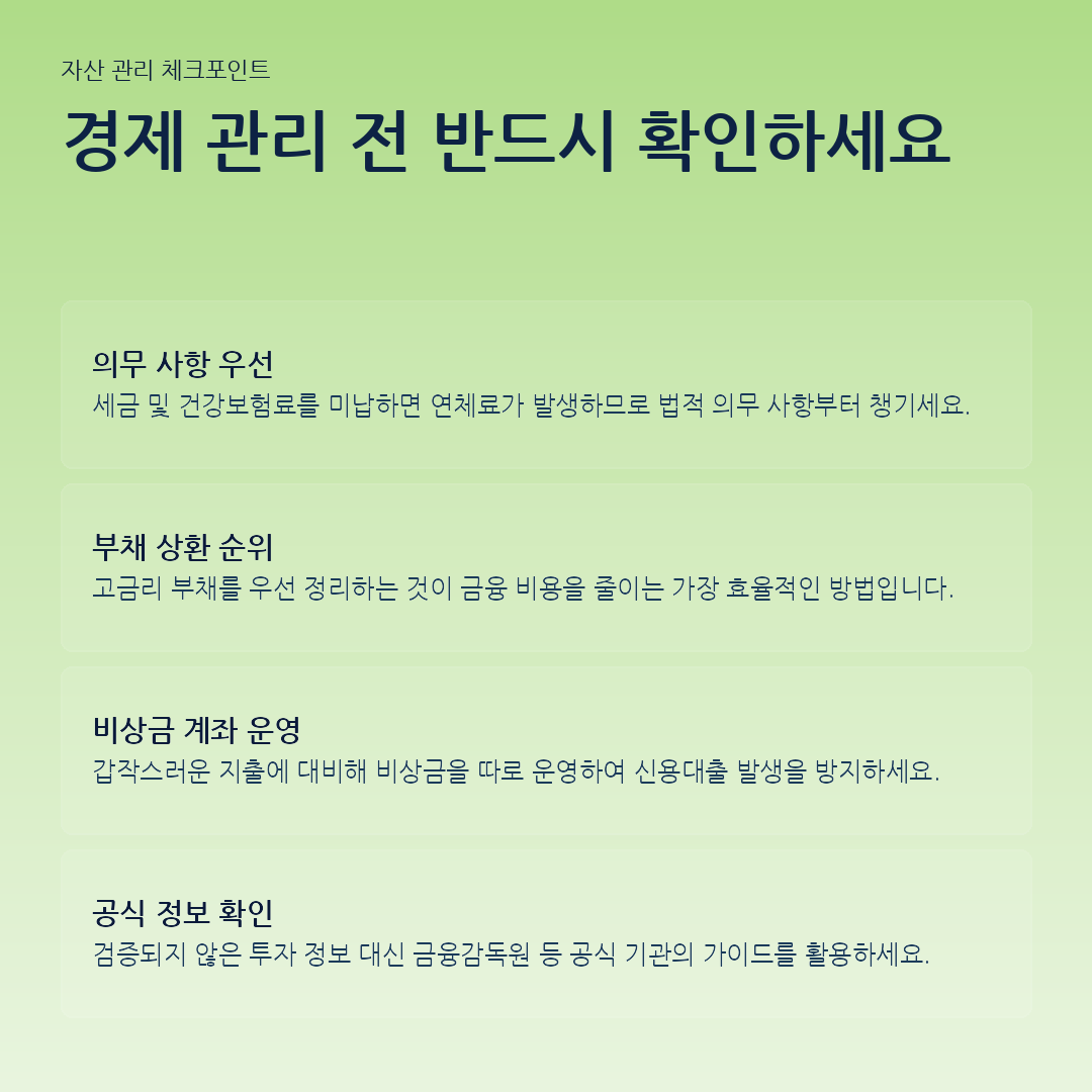경제 관리 전 반드시 확인하세요 요약 카드
