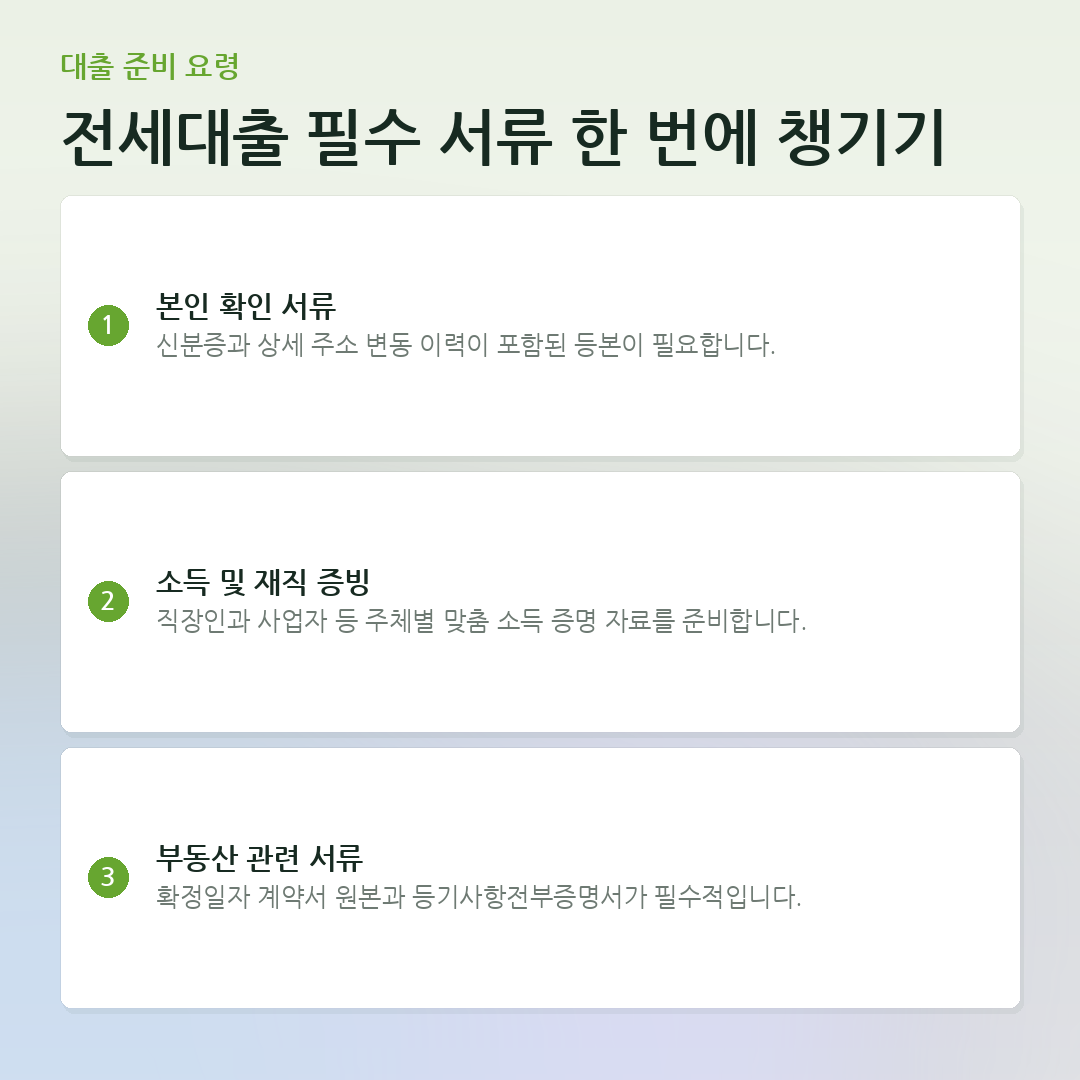 전세대출 필수 서류 한 번에 챙기기 요약 카드