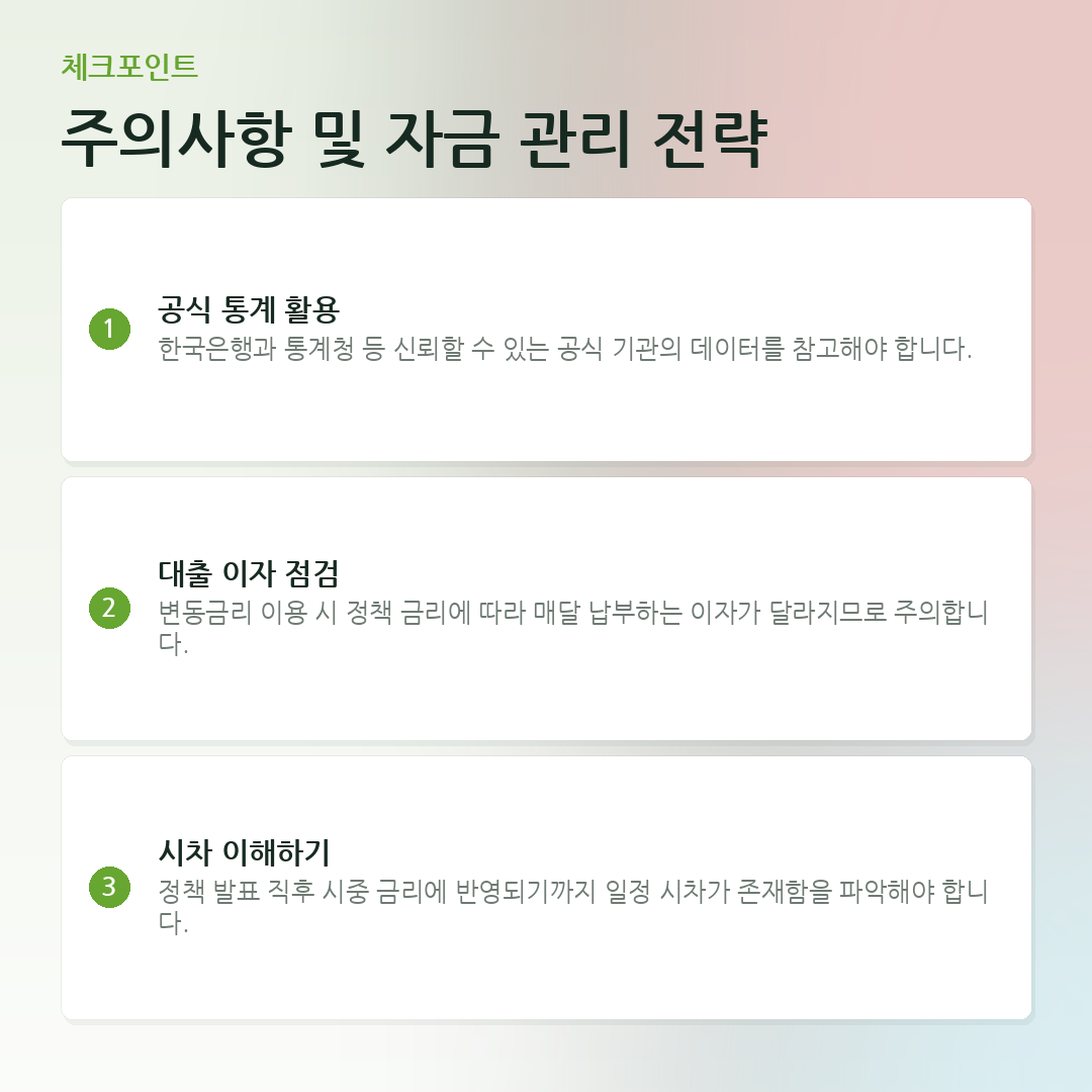주의사항 및 자금 관리 전략 요약 카드