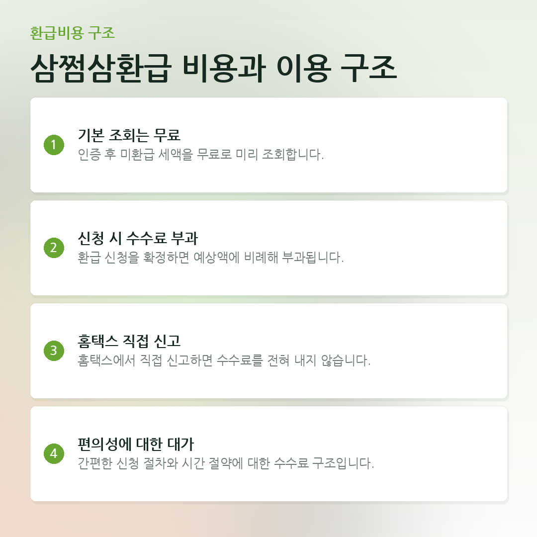 삼쩜삼환급 비용과 이용 구조 요약 카드