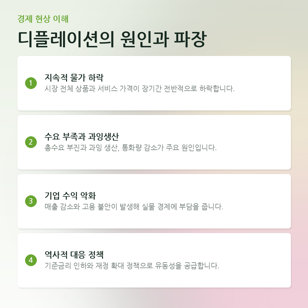 디플레이션의 원인과 파장 요약 카드