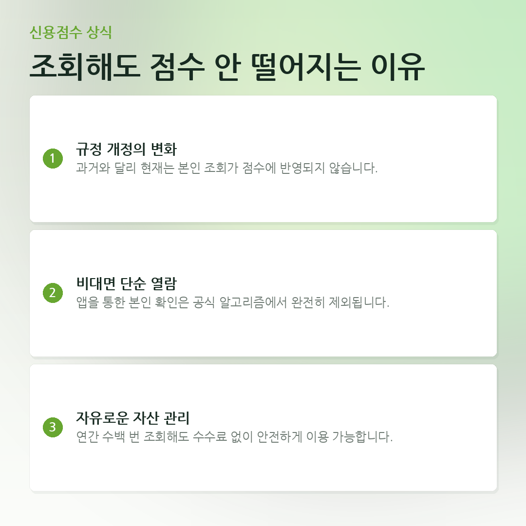 조회해도 점수 안 떨어지는 이유 요약 카드