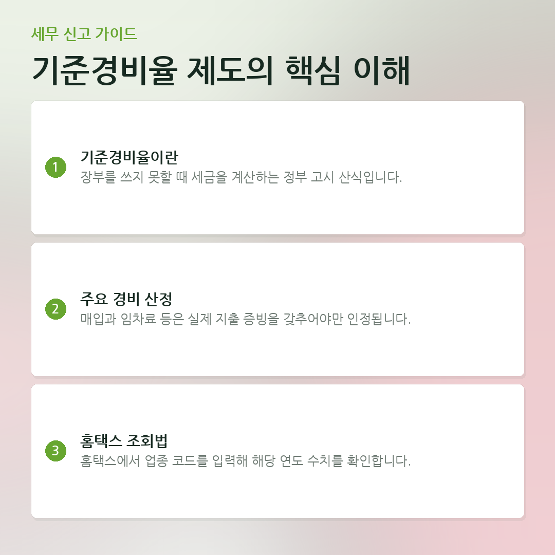 기준경비율 제도의 핵심 이해 요약 카드
