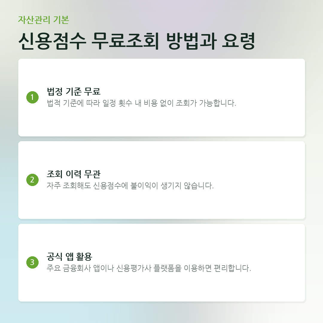 신용점수 무료조회 방법과 요령 요약 카드