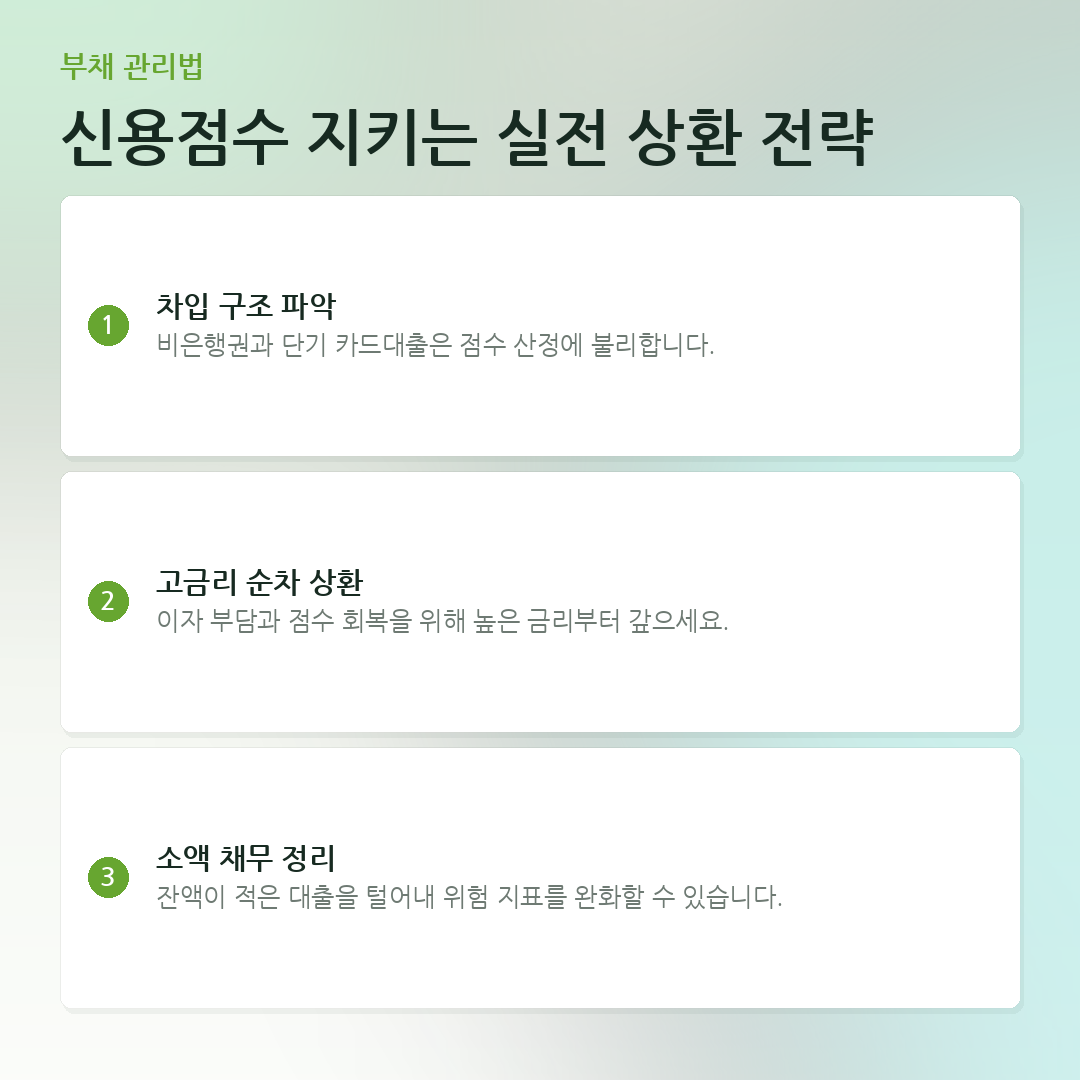 신용점수 지키는 실전 상환 전략 요약 카드