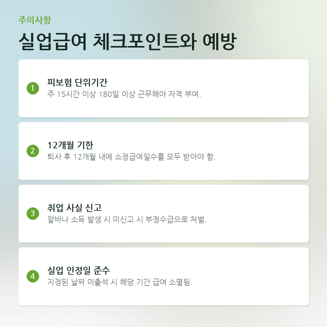 실업급여 체크포인트와 예방 요약 카드