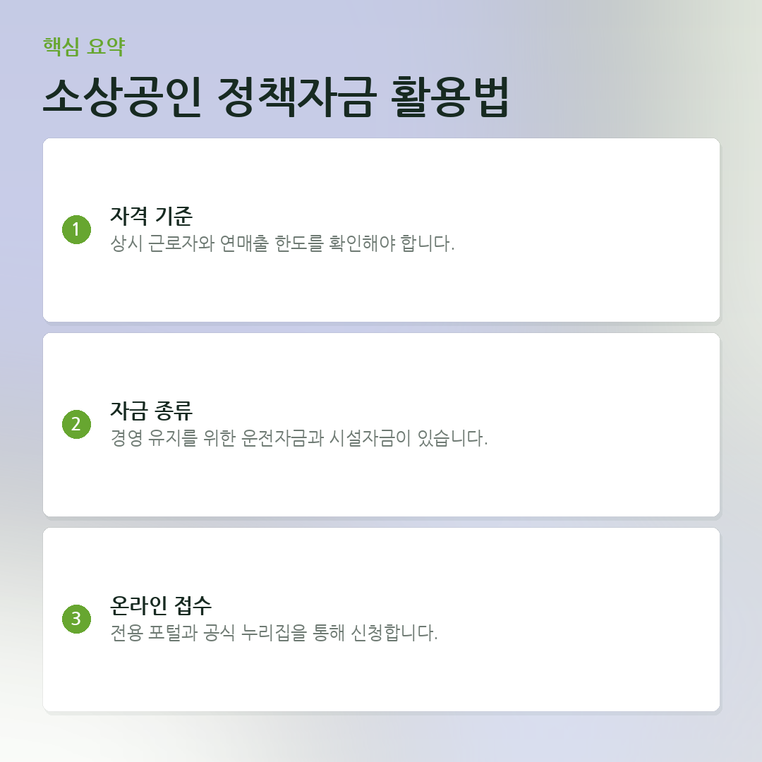 소상공인 정책자금 활용법 요약 카드