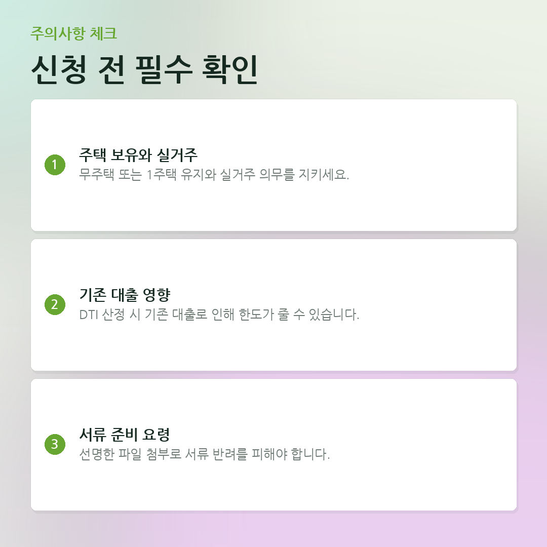 신청 전 필수 확인 요약 카드