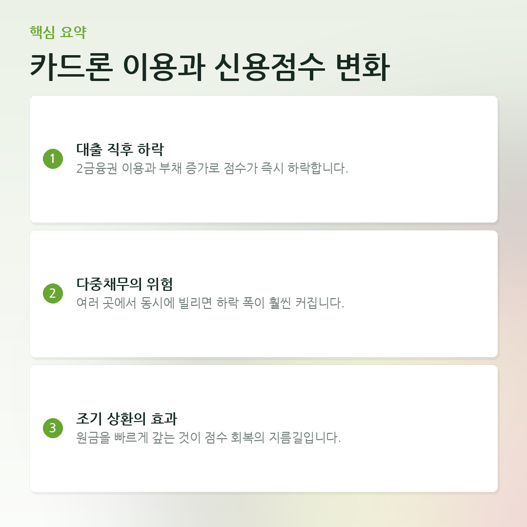 카드론 이용과 신용점수 변화 요약 카드