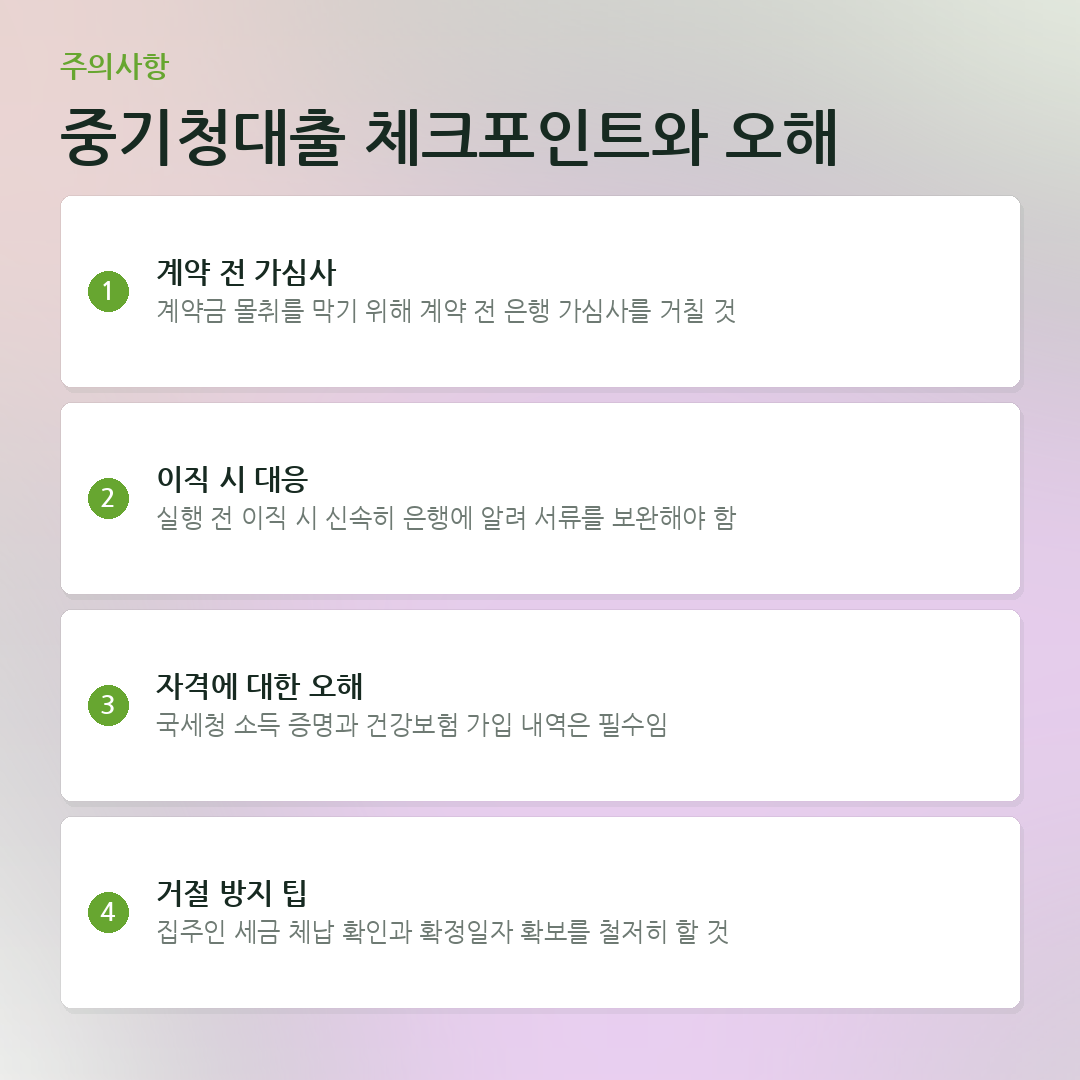 중기청대출 체크포인트와 오해 요약 카드