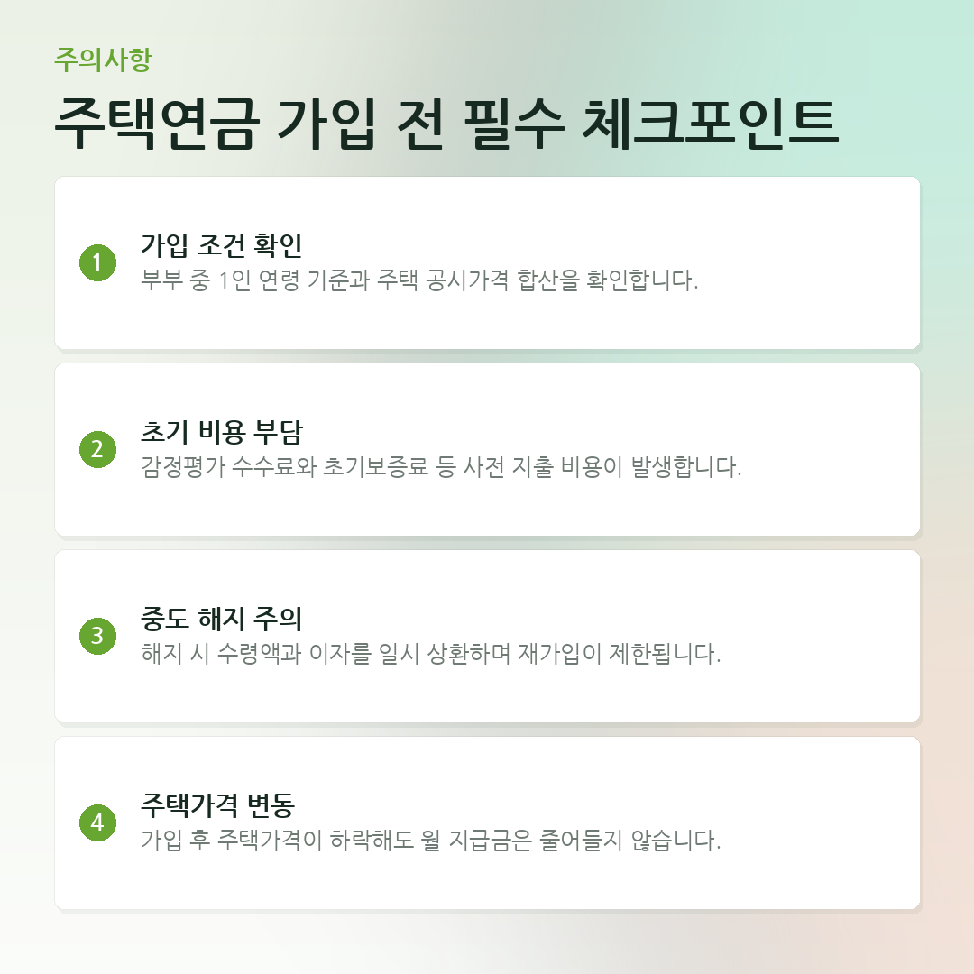 주택연금 가입 전 필수 체크포인트 요약 카드