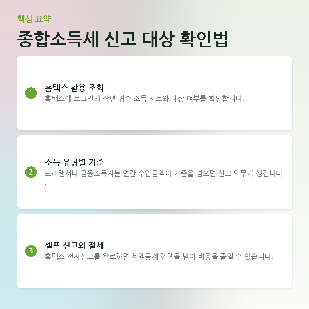 종합소득세 신고 대상 확인법 요약 카드