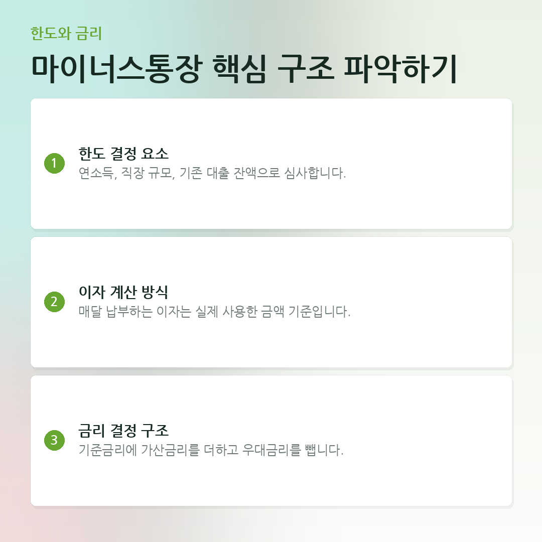 마이너스통장 핵심 구조 파악하기 요약 카드