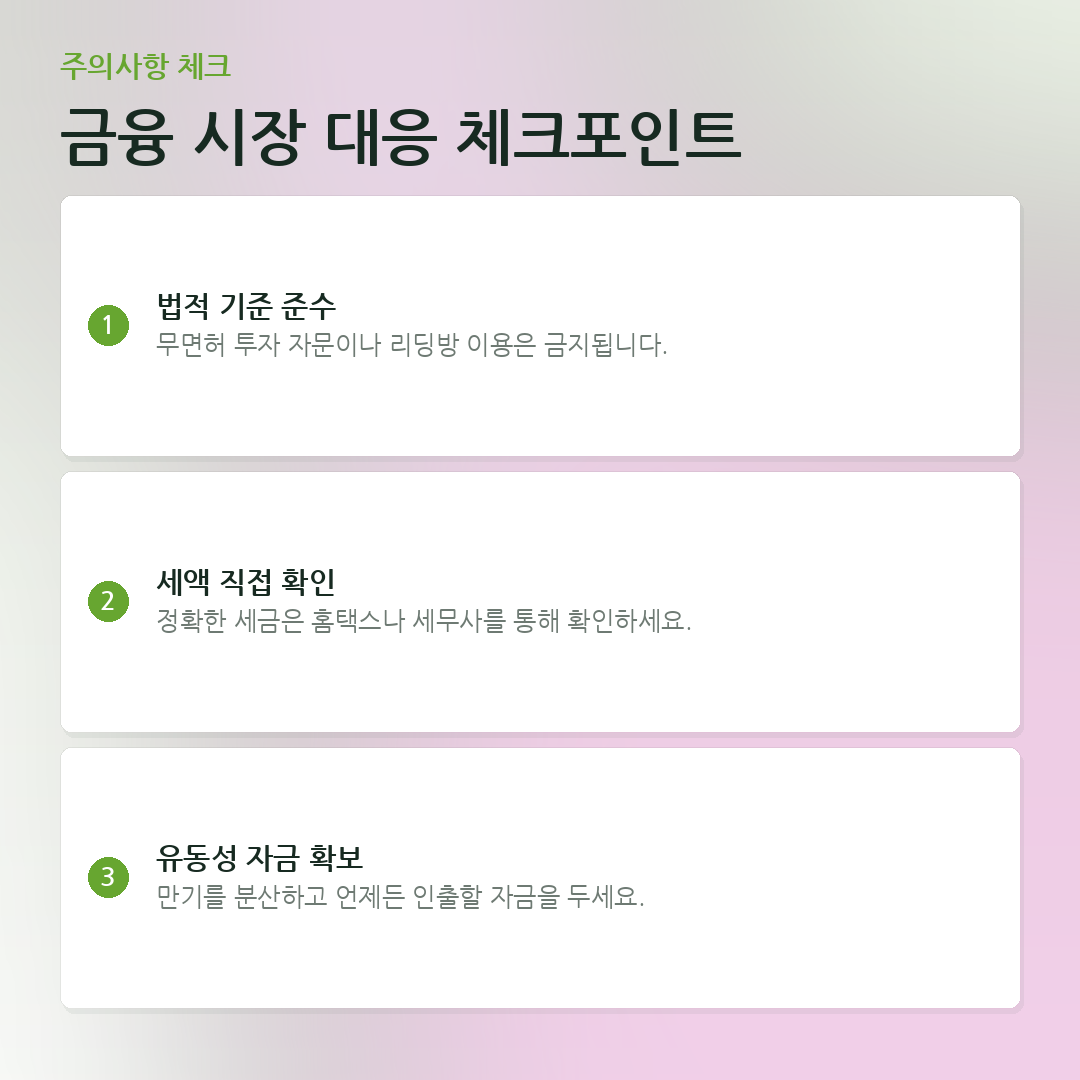 금융 시장 대응 체크포인트 요약 카드