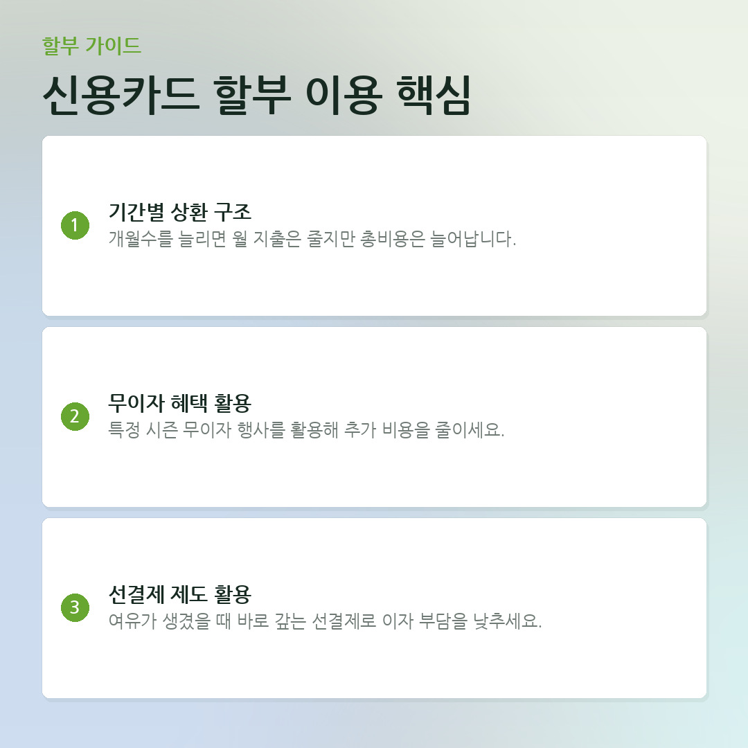 신용카드 할부 이용 핵심 요약 카드