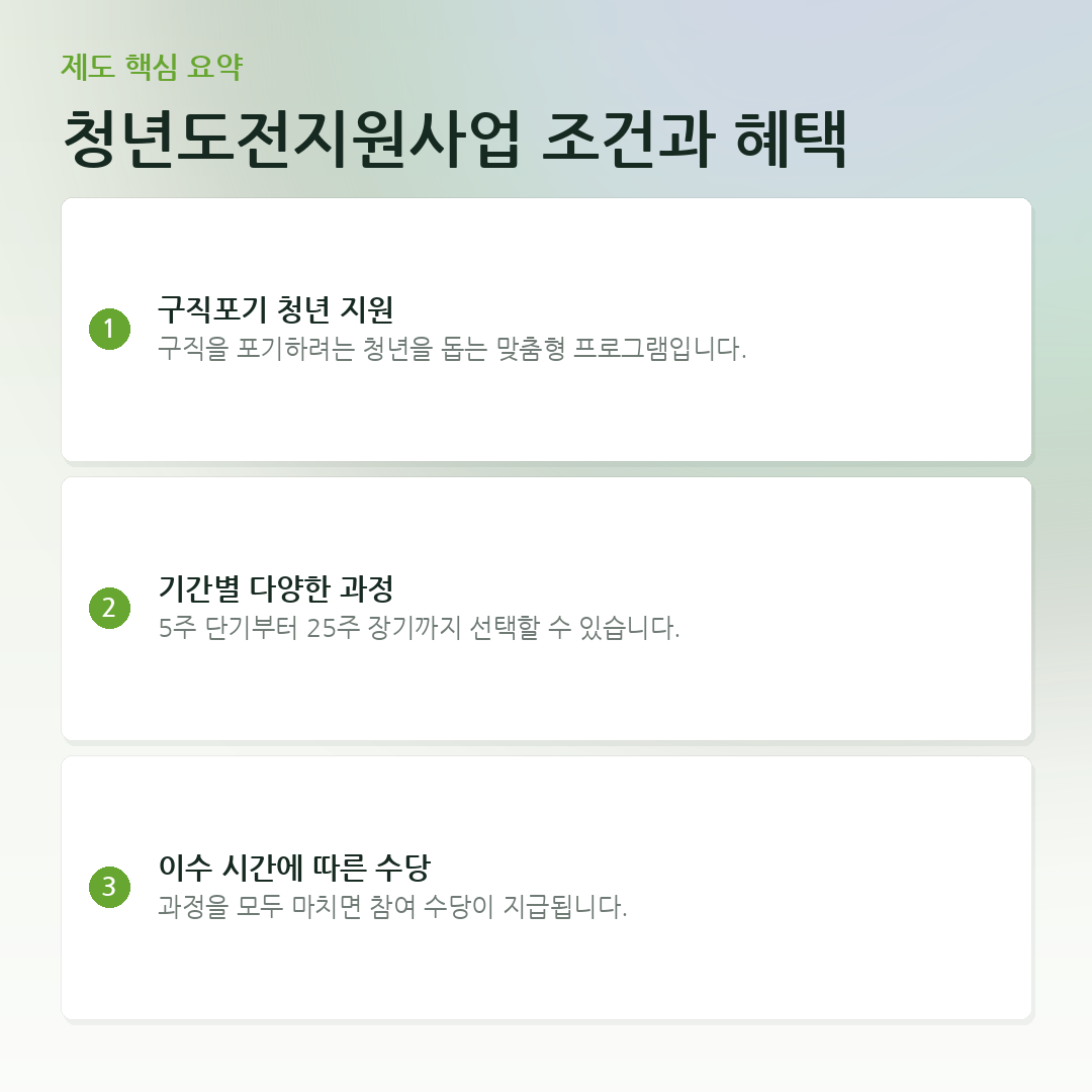 청년도전지원사업 조건과 혜택 요약 카드