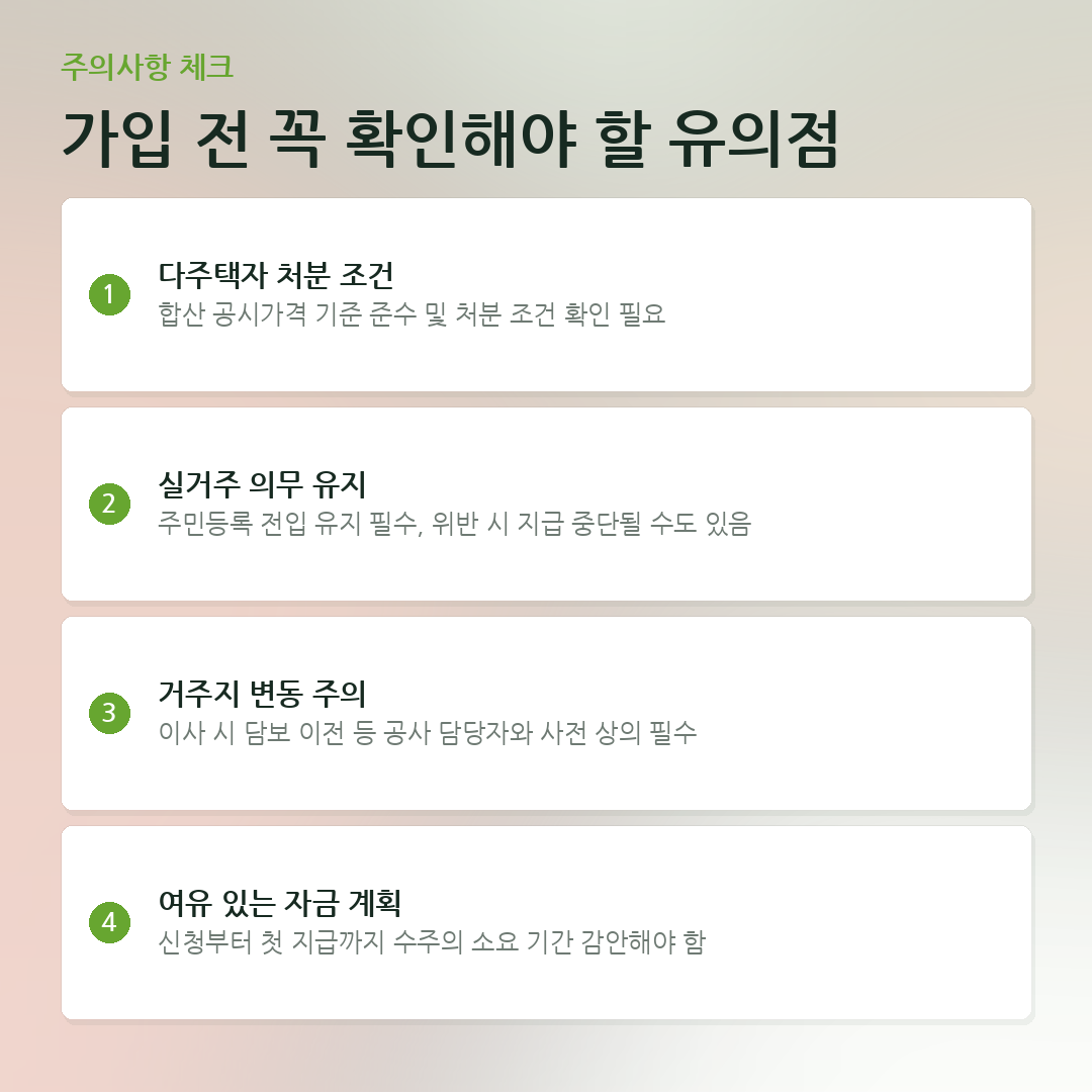 가입 전 꼭 확인해야 할 유의점 요약 카드