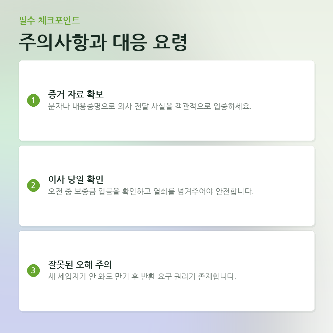 주의사항과 대응 요령 요약 카드