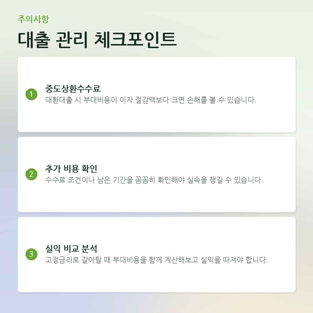 대출 관리 체크포인트 요약 카드
