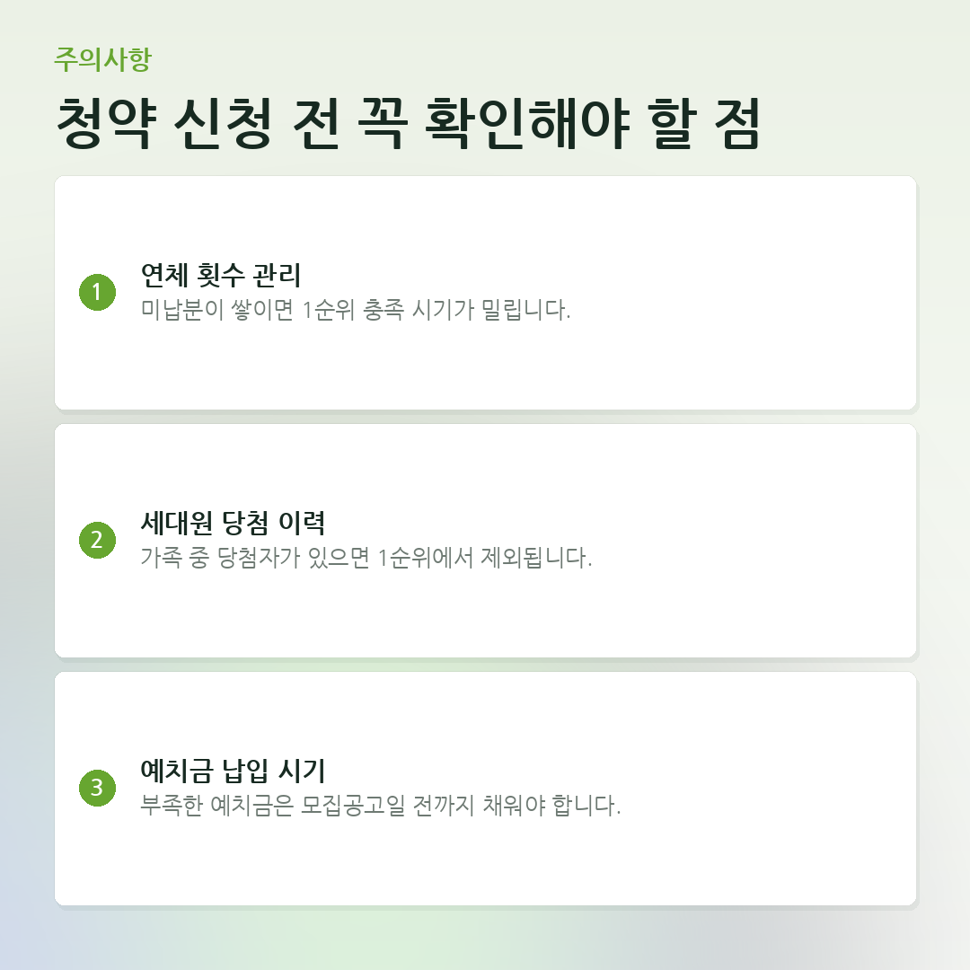 청약 신청 전 꼭 확인해야 할 점 요약 카드