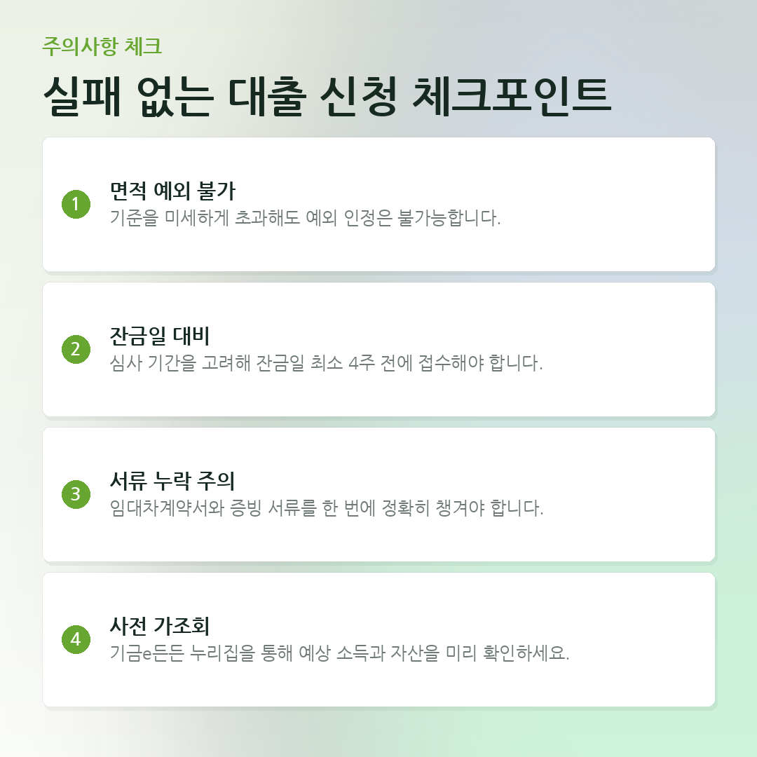 실패 없는 대출 신청 체크포인트 요약 카드