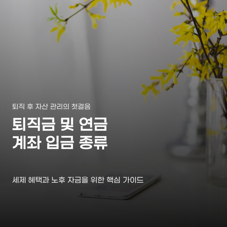 퇴직금 및 연금 계좌 입금 종류가 생각보다 다양하다면